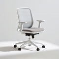 Ergonomiczne krzesło obrotowe biało-szare z siatkowym oparciem, 63 x 63 x 96–106 cm