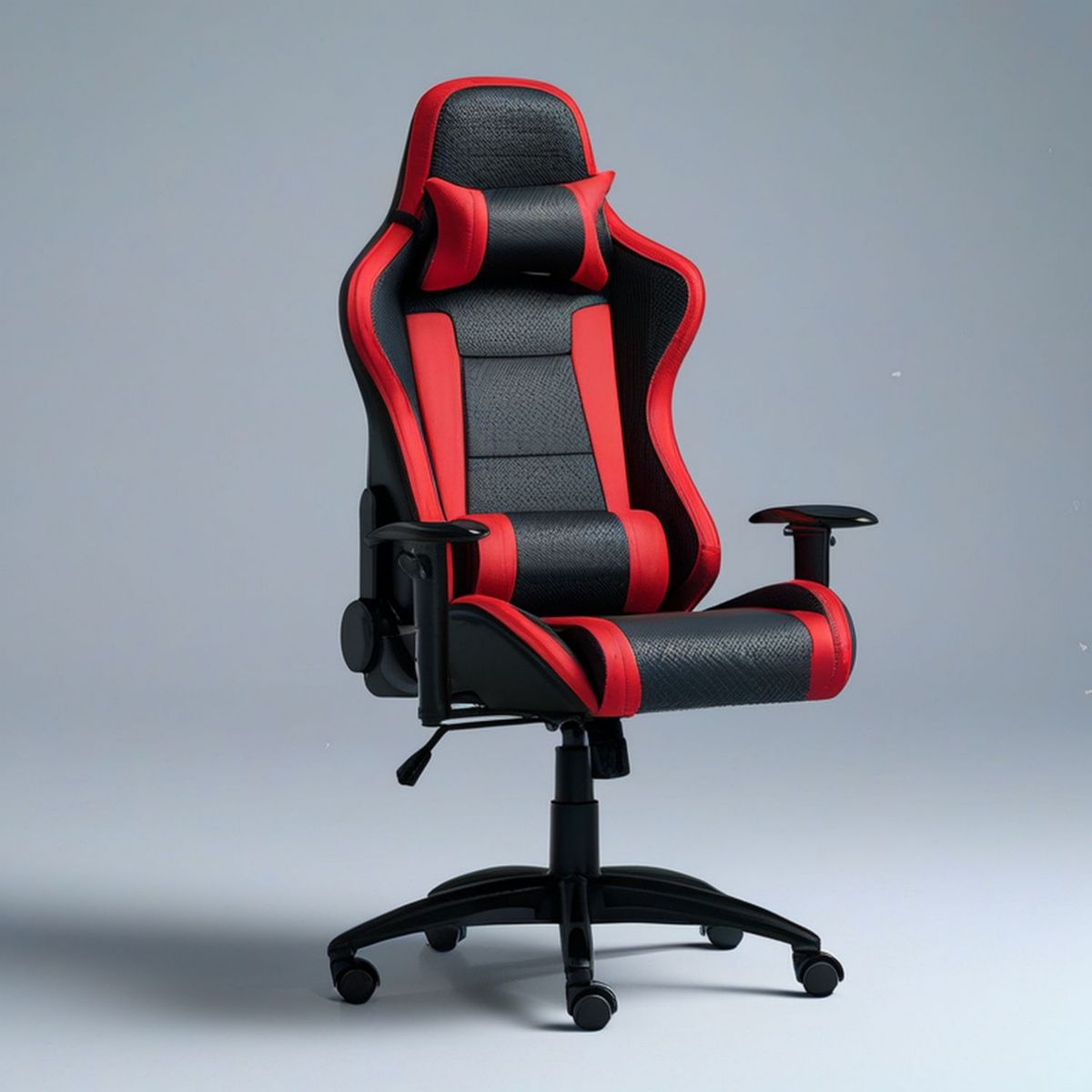 Czarno-czerwony fotel gamingowy obrotowy ze skóry syntetycznej PU 65 x 65 x 120–130 cm